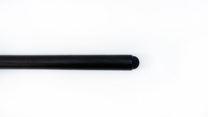 Billiard cues on a white background. Parts of a billiard cue close-up. Live photos of a billiard cue