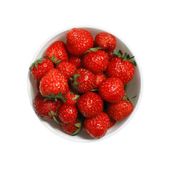 Bowl of strawberries top view