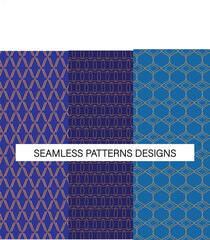 Set of seamless pattern designs in with three different patterns design templates 2023