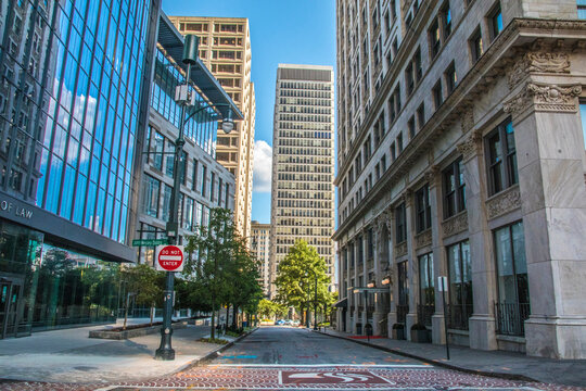 Atlanta Georgia downtown City landscape background of skyscrapers and tall buildings
