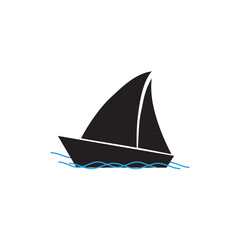 
Sailing boat logo icon, fishing boat