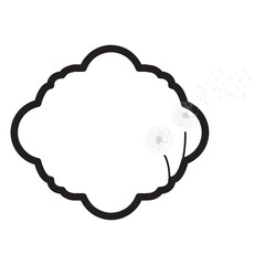 Dandelion flowers inside vintage frame