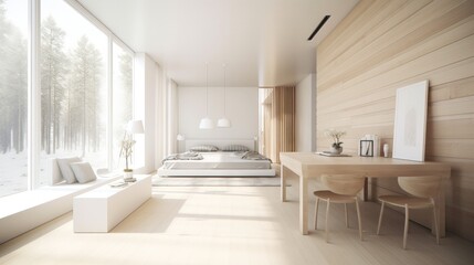 Obraz na płótnie Canvas Light wooden living room for the homely feeling, interior. Generative AI Technology 