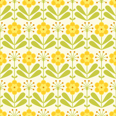 Retro daffodils on yellow