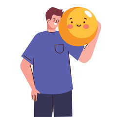 man with smiling emoji