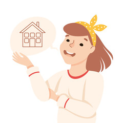 Young Female Talking and Gesturing Engaged in Conversation with Someone Vector Illustration