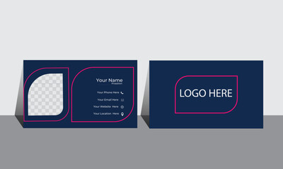 Vector creative business card template, Double-sided creative business card vector design template, 
Simple and clean design with place for photo, double sided business card design .
