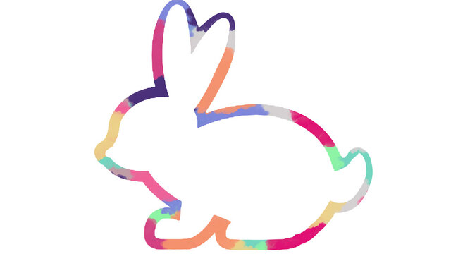colorful bunny silhouette - easter rabbit - no background - transparent background Isolated from the front. ideal for website, email, presentation, banner, postcard, card, T-shirt, logo,