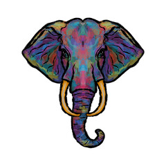 elephant head with colored translucent texture