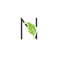 Letter N With Leaf Logo
