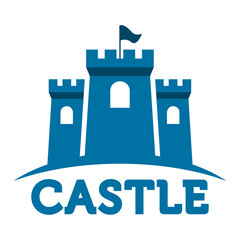 Fototapeta premium Modern vector flat design simple minimalist logo template of castle kingdom vector for brand, emblem, label, badge. Isolated on white background.