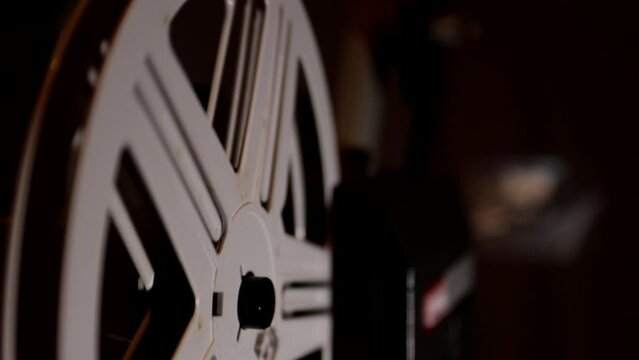 Old projector for Super8 and 8mm films. Close up.