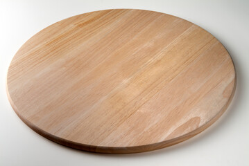Smooth and empty round wooden chopping board