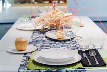 Table set in a modern setting