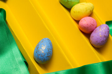 Happy Easter. Easter Eggs on color Background