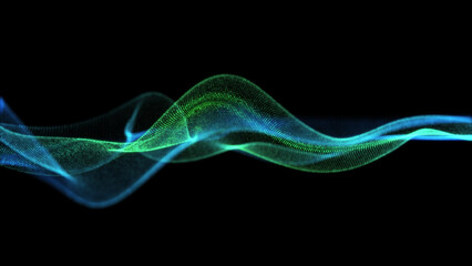 Abstract flowing smooth fractal waves background. Digital network. Big Data