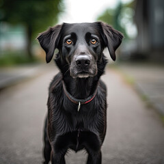 Adorable dog looking towards the camera. Studio photo