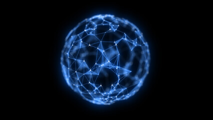 Abstract technology sphere background from lines and dots. Space geometrical backdrop