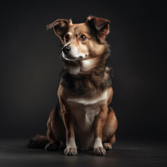 Naklejka na ściany i meble Adorable dog looking towards the camera. Studio photo