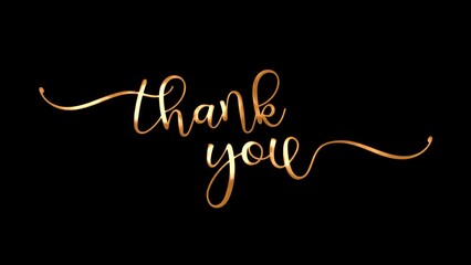 Thank you greeting animation text in gold color, for banner, social media feed wallpaper stories - Powered by Adobe