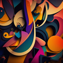 Abstract colorful contemporary modern watercolor art. Minimalist illustration