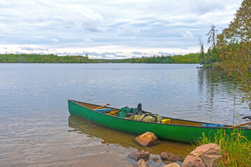 Canoe Ready on a Calm Lake