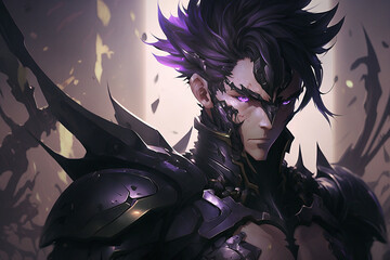 Dark venom shadow warrior with purple eyes solo leveling style