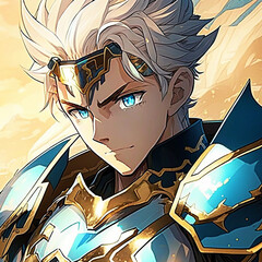 Great blonde paladin solo leveling anime style	