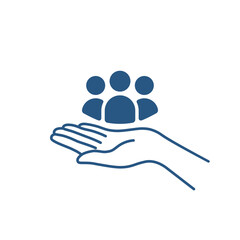 blue thin line hand holding employee retain icon