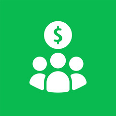 white people team icon with dollar sign like shareholders