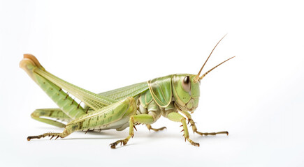 green grasshopper isolated on white  Created using generative AI tools.