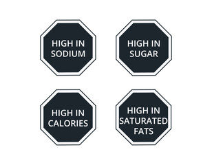 Set of warning labels for food products.
