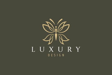 butterfly logo with simple luxury design style