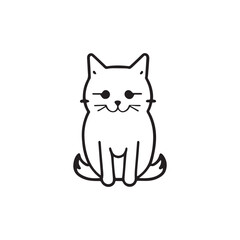  A cute sitting cat vector line art