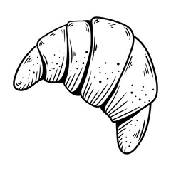 Fresh baked croissant hand drawn
