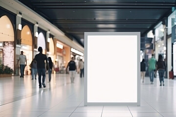 An Empty Advertisement Board Space with Copy Space Area Located Inside a Public Shopping Center, Generative AI - 586740582