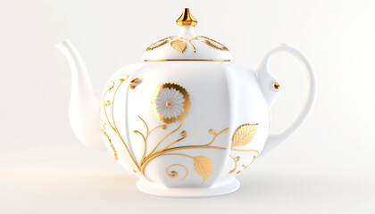 Fine China Porcelain Teapot: A Masterpiece of Craftsmanship, Adorned with Vibrant Hand-Painted Colors, Elevating Your Tea Experience with Unmatched Quality and Artistry. Generative AI