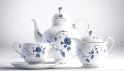 Obraz na płótnie Canvas Fine China Porcelain Teapot: A Masterpiece of Craftsmanship, Adorned with Vibrant Hand-Painted Colors, Elevating Your Tea Experience with Unmatched Quality and Artistry. Generative AI