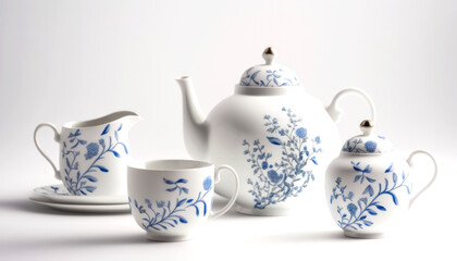 Obraz na płótnie Canvas Fine China Porcelain Teapot: A Masterpiece of Craftsmanship, Adorned with Vibrant Hand-Painted Colors, Elevating Your Tea Experience with Unmatched Quality and Artistry. Generative AI