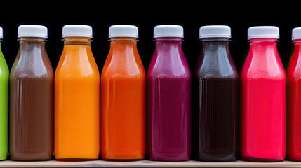Fototapeta na wymiar bottles of juice. Generative AI image.