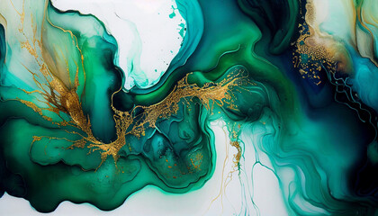 Marble ink abstract art from exquisite original painting for abstract background . Painting was painted on high quality paper texture to create smooth marble background pattern of ombre alcohol ink 