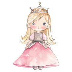 Fototapeta premium Watercolor cute princess illustration