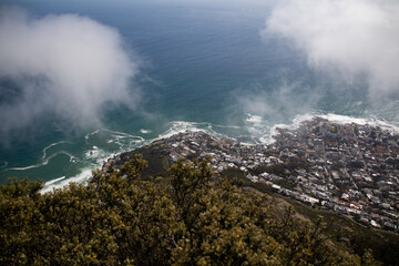 View from Lion Head mountain in table mountain national park of Cape Town, South Africa