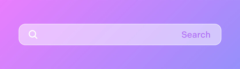 Fototapeta premium Transparent search bar. Internet browser engine with search box, address bar and text field. UI design, website interface element with web icons and push button. Vector illustration