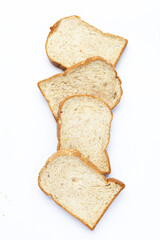 Bread slices on white background.