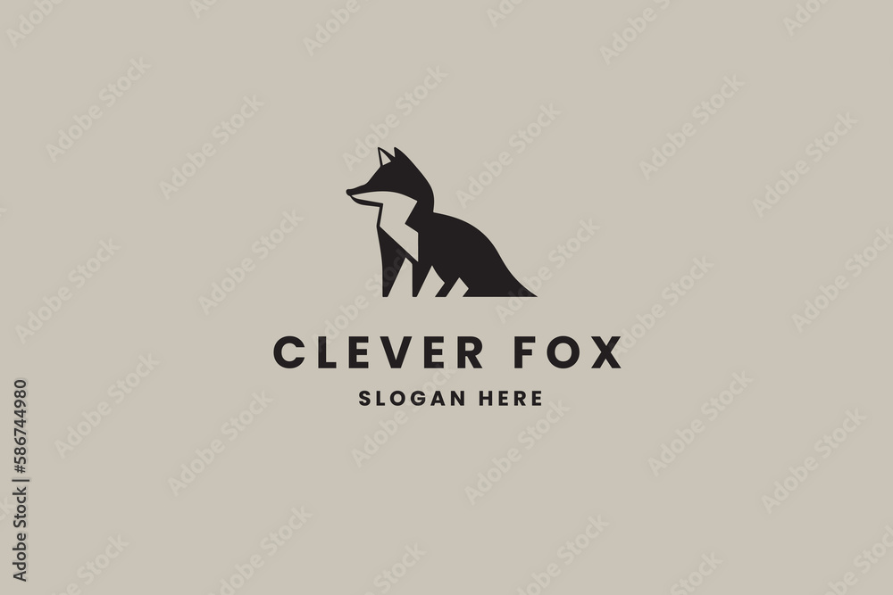 Wall mural abstract fox logo, animal vector, business brand