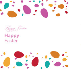 Happy Easter greeting card. Eggs composition hand drawn black on white background. Decorative frame from Easter eggs and florals.