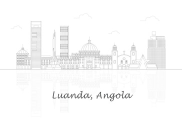 Outline Skyline panorama of city of Luanda, Angola - vector illustration