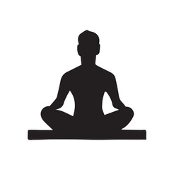 A men sitting on meditation silhouette vector art