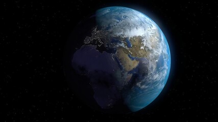Fototapeta na wymiar Realistic planet earth in blue and black colors